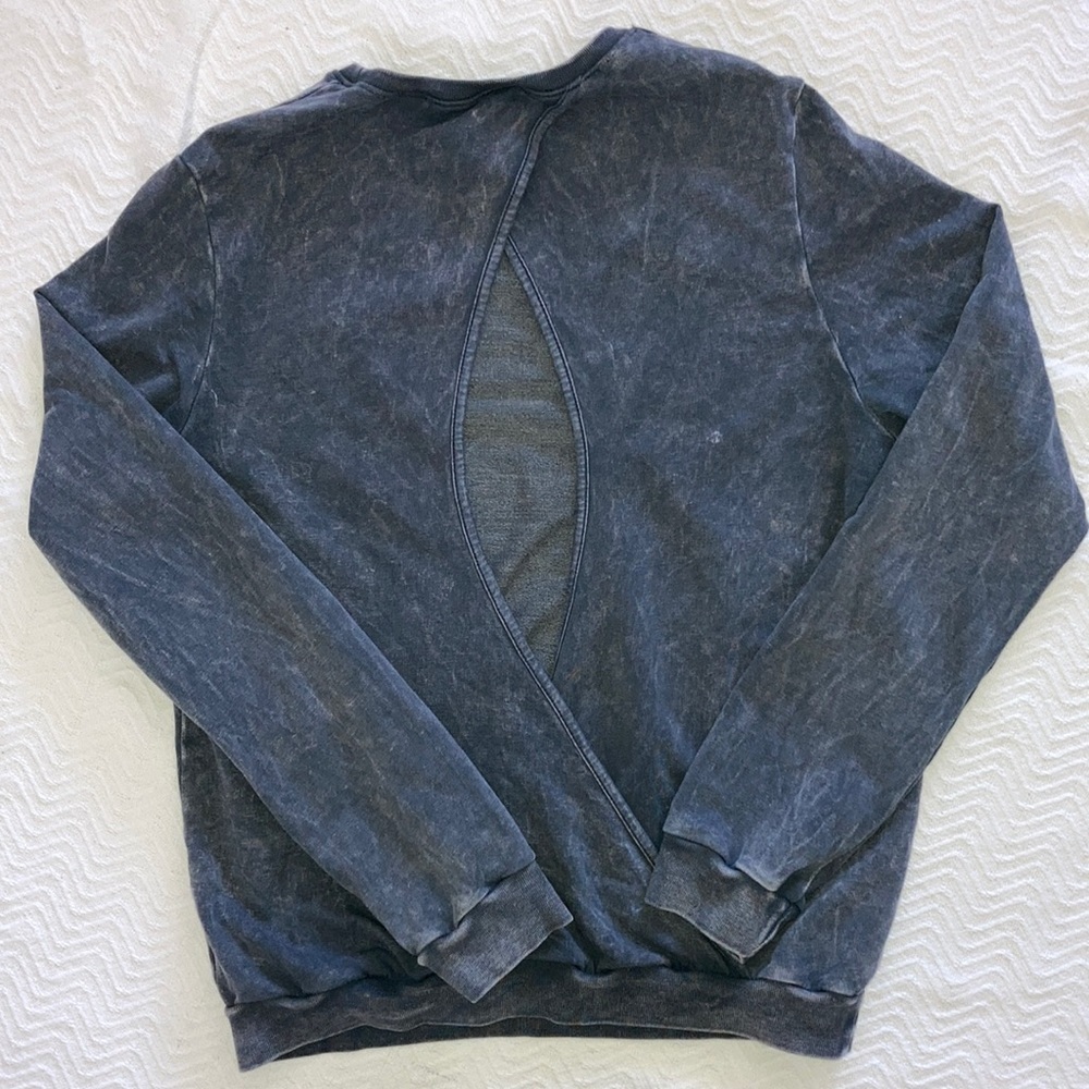 Shore medium open back distressed grey sweatshirt